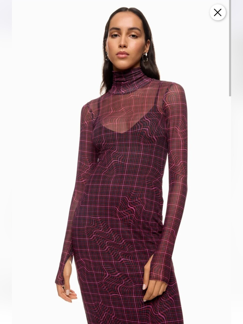 AFRM SHAILENE MESH TURTLENECK DRESS SIZE S